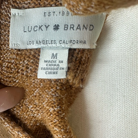 LUCKY BRAND Brown polka dot sweater w/ tie back size M - Picture 7 of 9